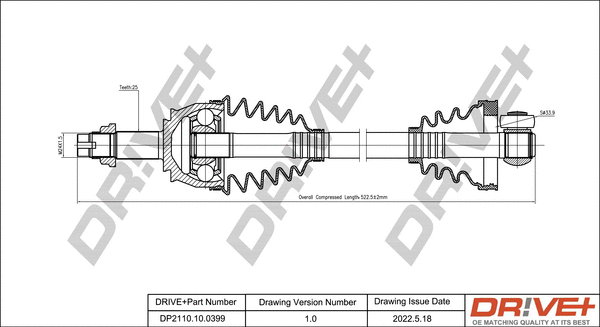Drive Shaft (DP2110.10.0399)