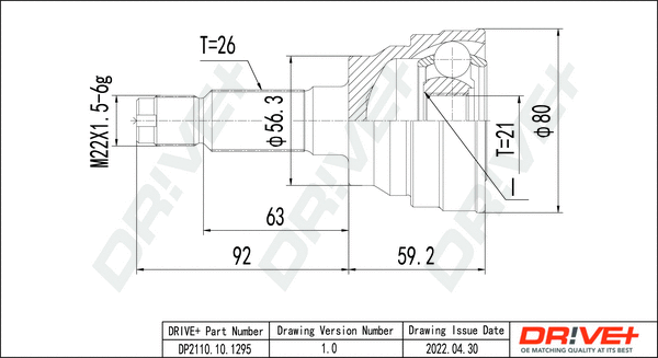 Joint Kit, drive shaft (DP2110.10.1295)