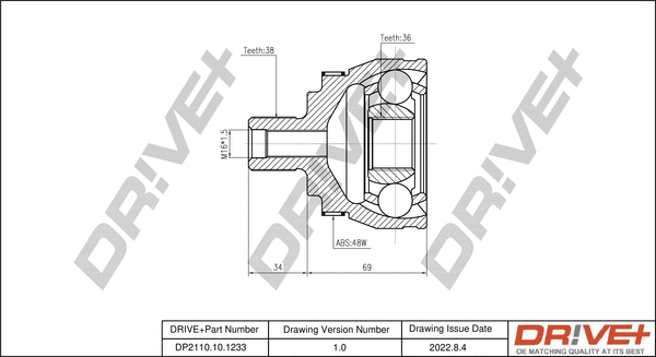 Joint Kit, drive shaft (DP2110.10.1233)