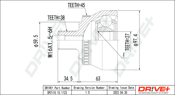 Joint Kit, drive shaft (DP2110.10.1123)