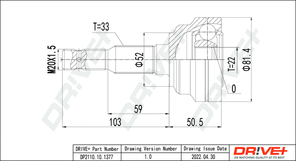 Joint Kit, drive shaft (DP2110.10.1377)