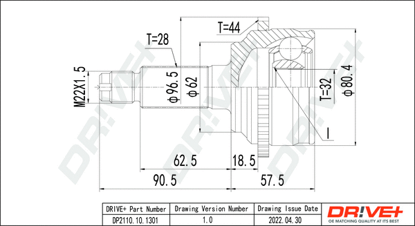 Joint Kit, drive shaft (DP2110.10.1301)