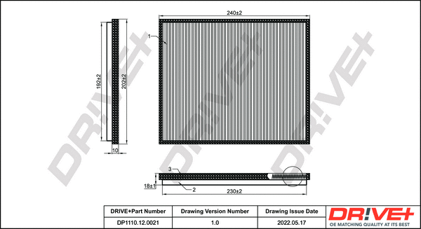 Filter, cabin air (DP1110.12.0021)