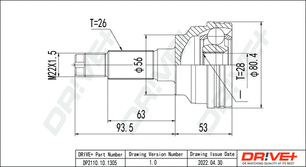 Joint Kit, drive shaft (DP2110.10.1305)