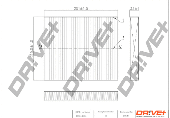 Filter, cabin air (DP1110.12.0018)