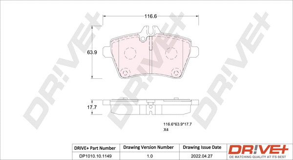 Brake Pad Set, disc brake (DP1010.10.1149)