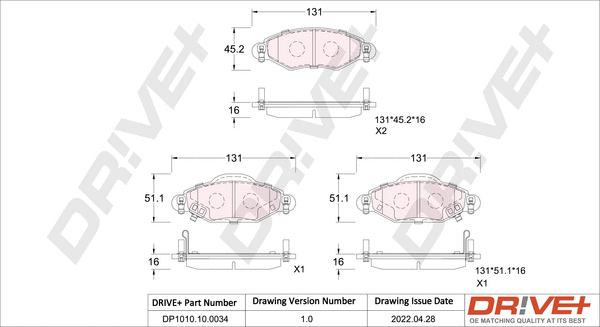 Brake Pad Set, disc brake (DP1010.10.0034)