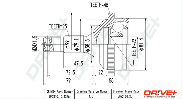 Joint Kit, drive shaft (DP2110.10.1396)