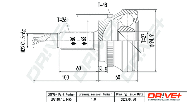 Joint Kit, drive shaft (DP2110.10.1495)