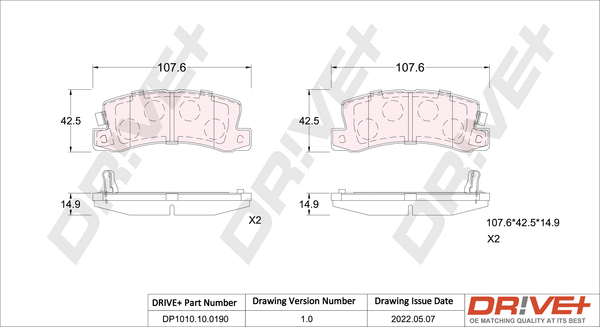Brake Pad Set, disc brake (DP1010.10.0190)