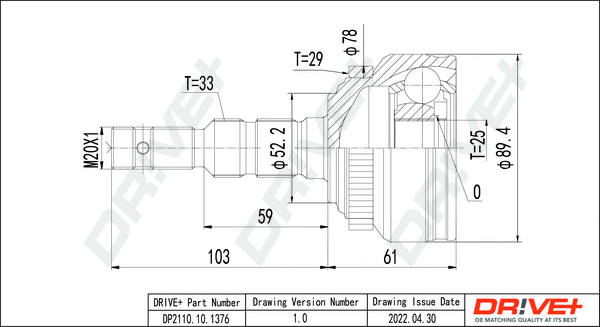 Joint Kit, drive shaft (DP2110.10.1376)