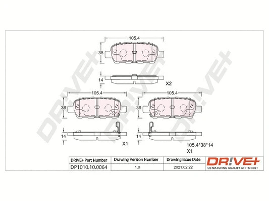 Brake Pad Set, disc brake (DP1010.10.0064)