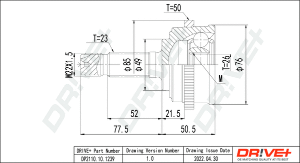 Joint Kit, drive shaft (DP2110.10.1239)