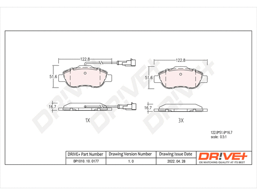 Brake Pad Set, disc brake (DP1010.10.0177)