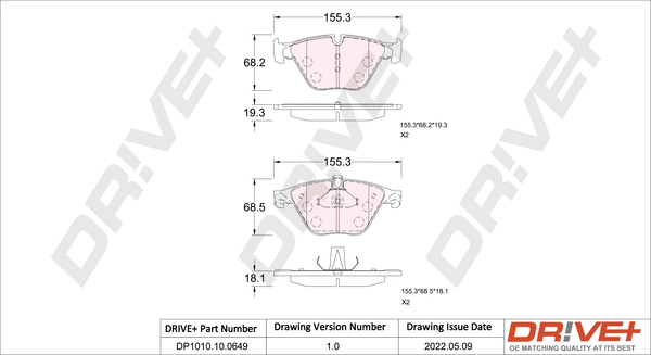 Brake Pad Set, disc brake (DP1010.10.0649)