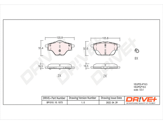 Brake Pad Set, disc brake (DP1010.10.1073)