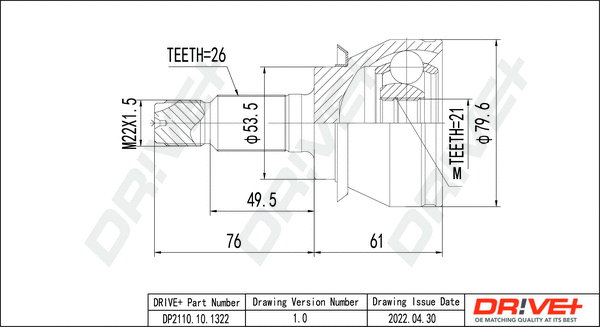 Joint Kit, drive shaft (DP2110.10.1322)