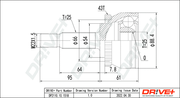 Joint Kit, drive shaft (DP2110.10.1518)