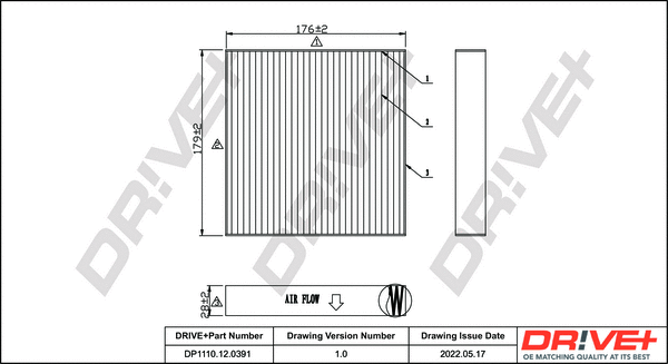 Filter, cabin air (DP1110.12.0391)