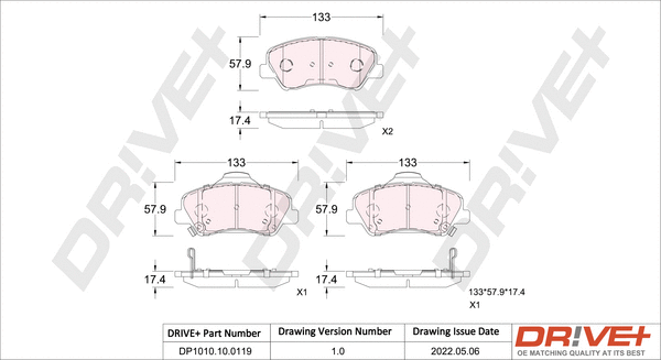Brake Pad Set, disc brake (DP1010.10.0119)