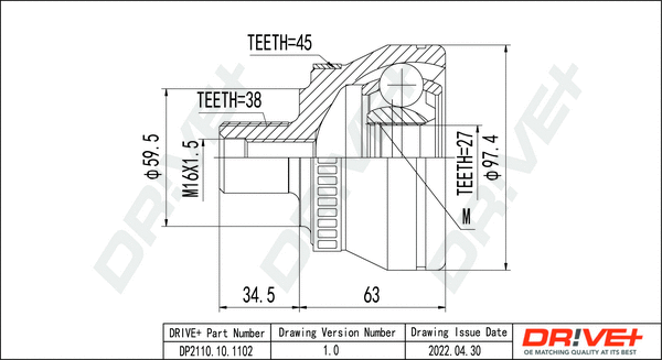 Joint Kit, drive shaft (DP2110.10.1102)