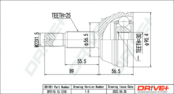 Joint Kit, drive shaft (DP2110.10.1218)