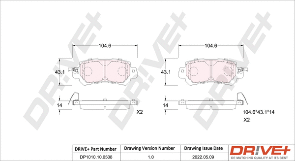 Brake Pad Set, disc brake (DP1010.10.0508)