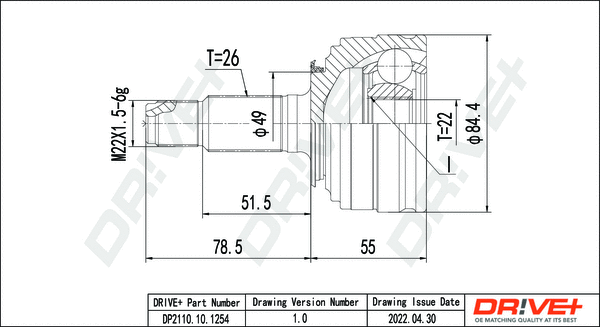 Joint Kit, drive shaft (DP2110.10.1254)
