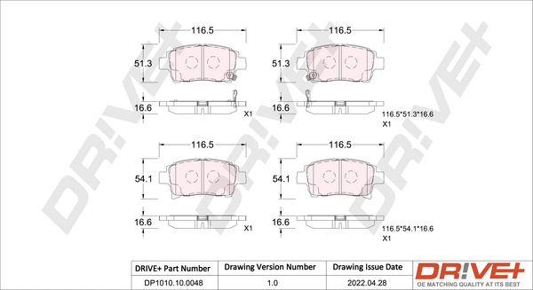 Brake Pad Set, disc brake (DP1010.10.0048)