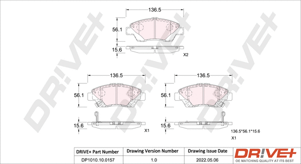 Brake Pad Set, disc brake (DP1010.10.0157)