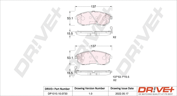 Brake Pad Set, disc brake (DP1010.10.0730)