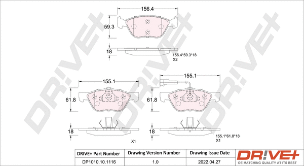 Brake Pad Set, disc brake (DP1010.10.1116)