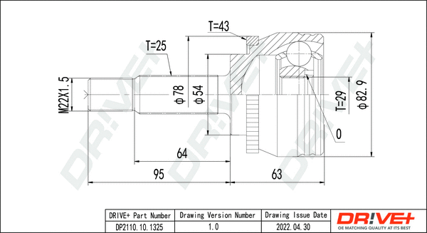 Joint Kit, drive shaft (DP2110.10.1325)