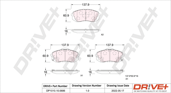 Brake Pad Set, disc brake (DP1010.10.0686)