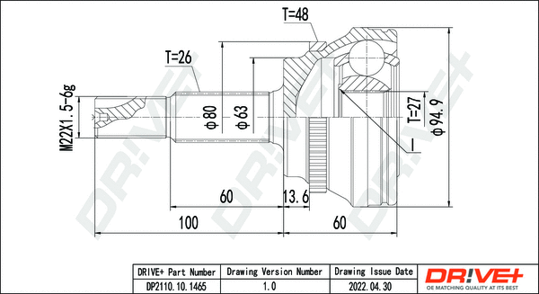 Joint Kit, drive shaft (DP2110.10.1465)
