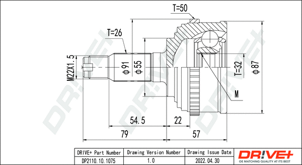 Joint Kit, drive shaft (DP2110.10.1075)