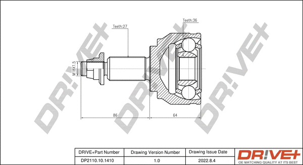 Joint Kit, drive shaft (DP2110.10.1410)