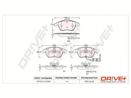 Brake Pad Set, disc brake (DP1010.10.0036)