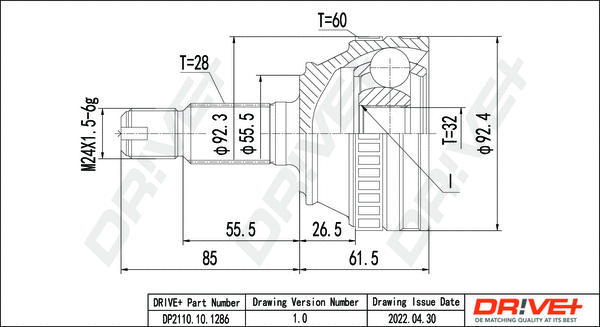 Joint Kit, drive shaft (DP2110.10.1286)