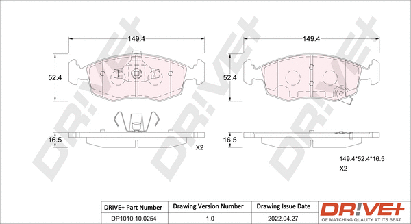 Brake Pad Set, disc brake (DP1010.10.0254)