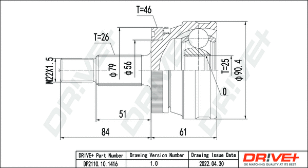 Joint Kit, drive shaft (DP2110.10.1416)