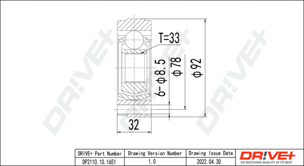 Joint Kit, drive shaft (DP2110.10.1651)
