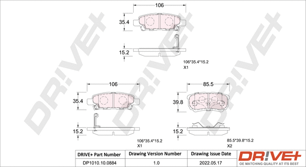 Brake Pad Set, disc brake (DP1010.10.0884)