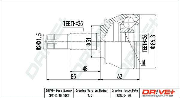 Joint Kit, drive shaft (DP2110.10.1082)