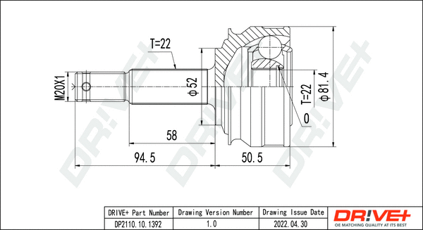 Joint Kit, drive shaft (DP2110.10.1392)