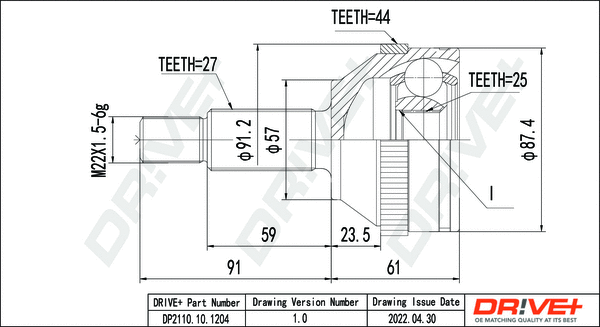 Joint Kit, drive shaft (DP2110.10.1204)