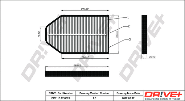 Filter, cabin air (DP1110.12.0325)