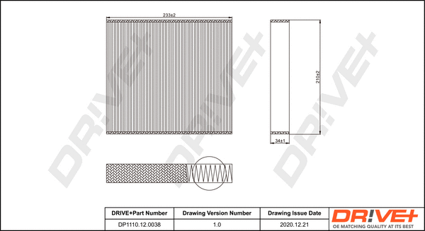 Filter, cabin air (DP1110.12.0038)