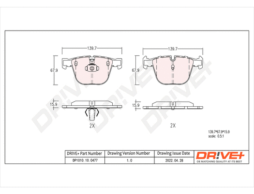 Brake Pad Set, disc brake (DP1010.10.0477)