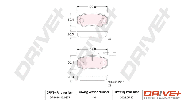 Brake Pad Set, disc brake (DP1010.10.0877)
